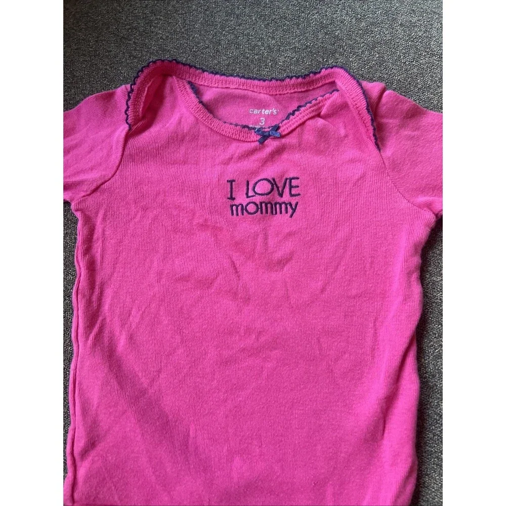 Baby Girl Clothes Carter's Newborn Dark Pink I Love Mommy Bodysuit 3M‎